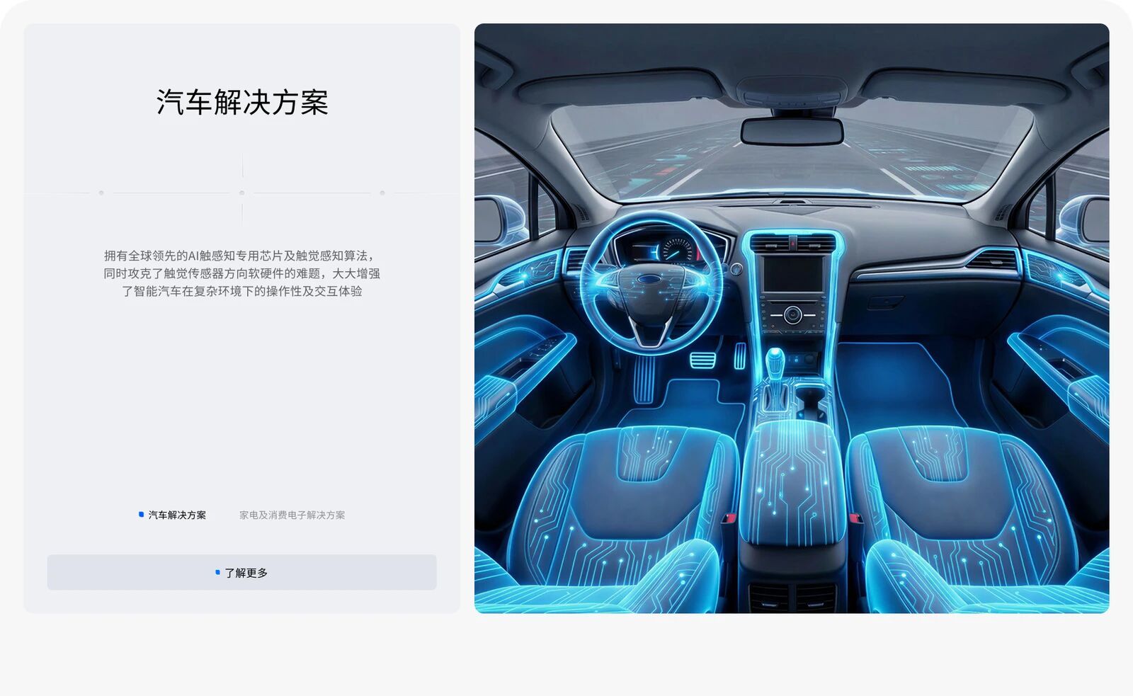 汽车触觉感知解决方案设计稿,文字分类与蓝色感知部位示意